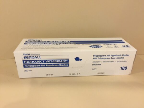 Needles 22 g 1 inch, box of 100